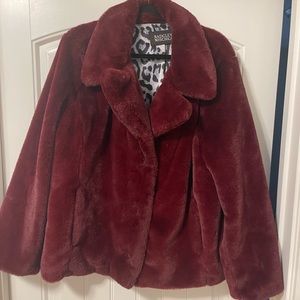 Red faux coat